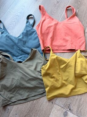 Amazon Scoop-Neck Crop Camisole Set in Coral, Mustard, Slate Blue & Olive